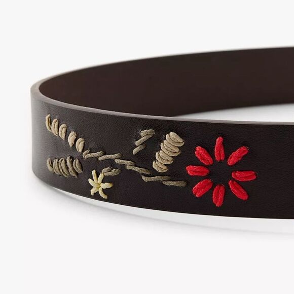 ZARA LEATHER BELT WITH FLORAL EMBROIDERY main image 4